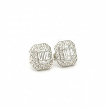 Load image into Gallery viewer, 18k White Gold &amp; Natural diamonds Rectangular Earrings