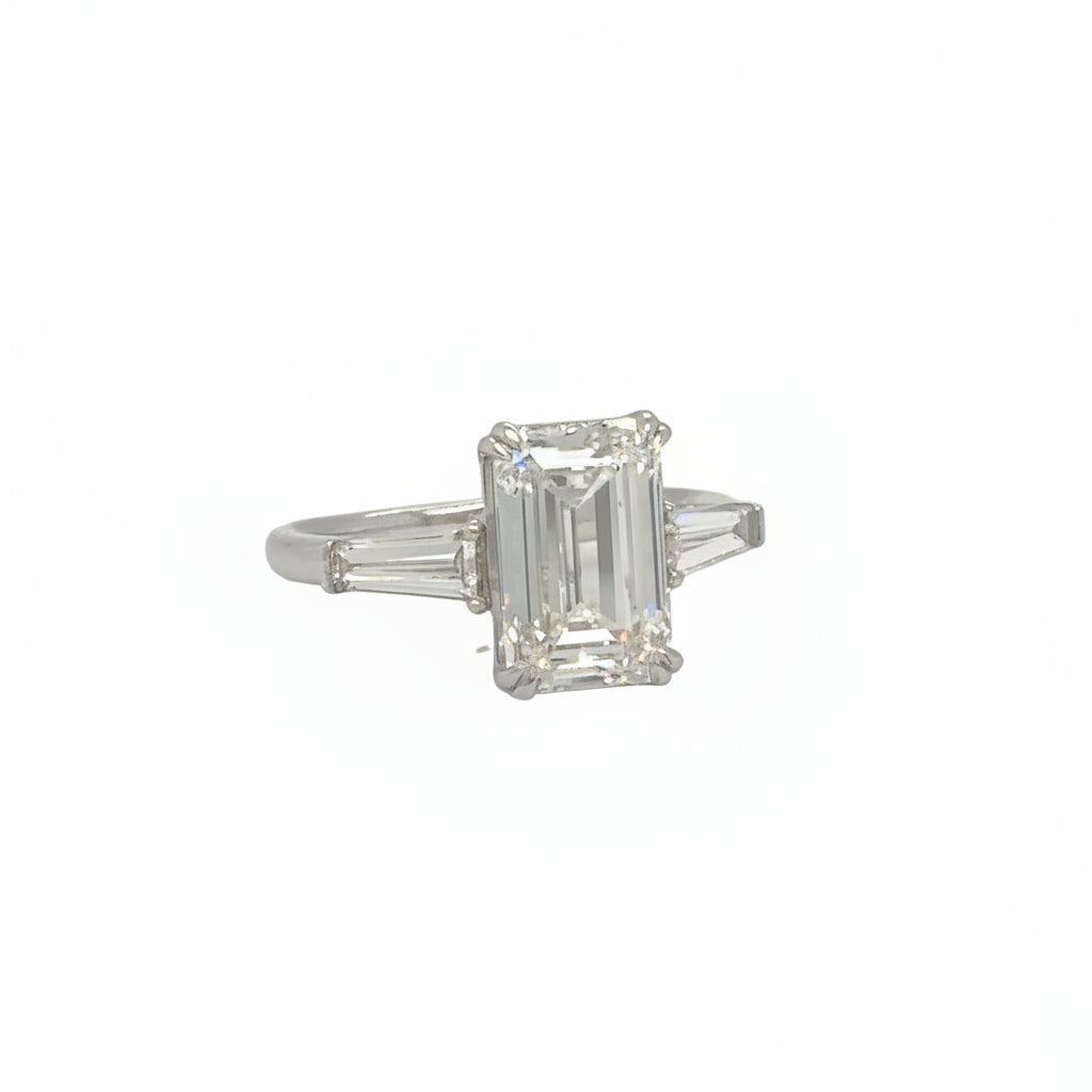 14kt White gold & Lab diamond three stone Engagement ring