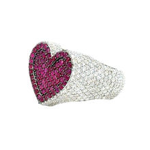 Load image into Gallery viewer, 6.2ct Diamond and Ruby 14k White Gold 3D Heart Ring