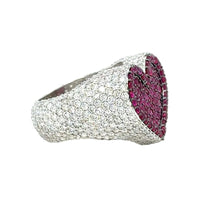 Load image into Gallery viewer, 6.2ct Diamond and Ruby 14k White Gold 3D Heart Ring