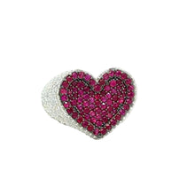 Load image into Gallery viewer, 6.2ct Diamond and Ruby 14k White Gold 3D Heart Ring