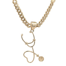 Load image into Gallery viewer, Custom 14k Yellow gold &amp; Natural Diamonds Stethoscope Pendant.