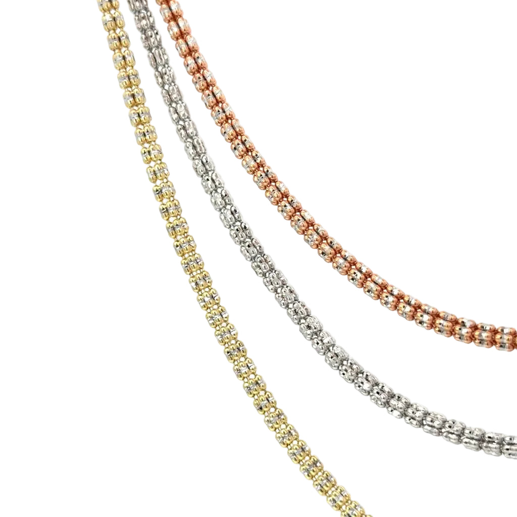 10k Rose, White & Yellow gold Ice-link Chain (choose your color)