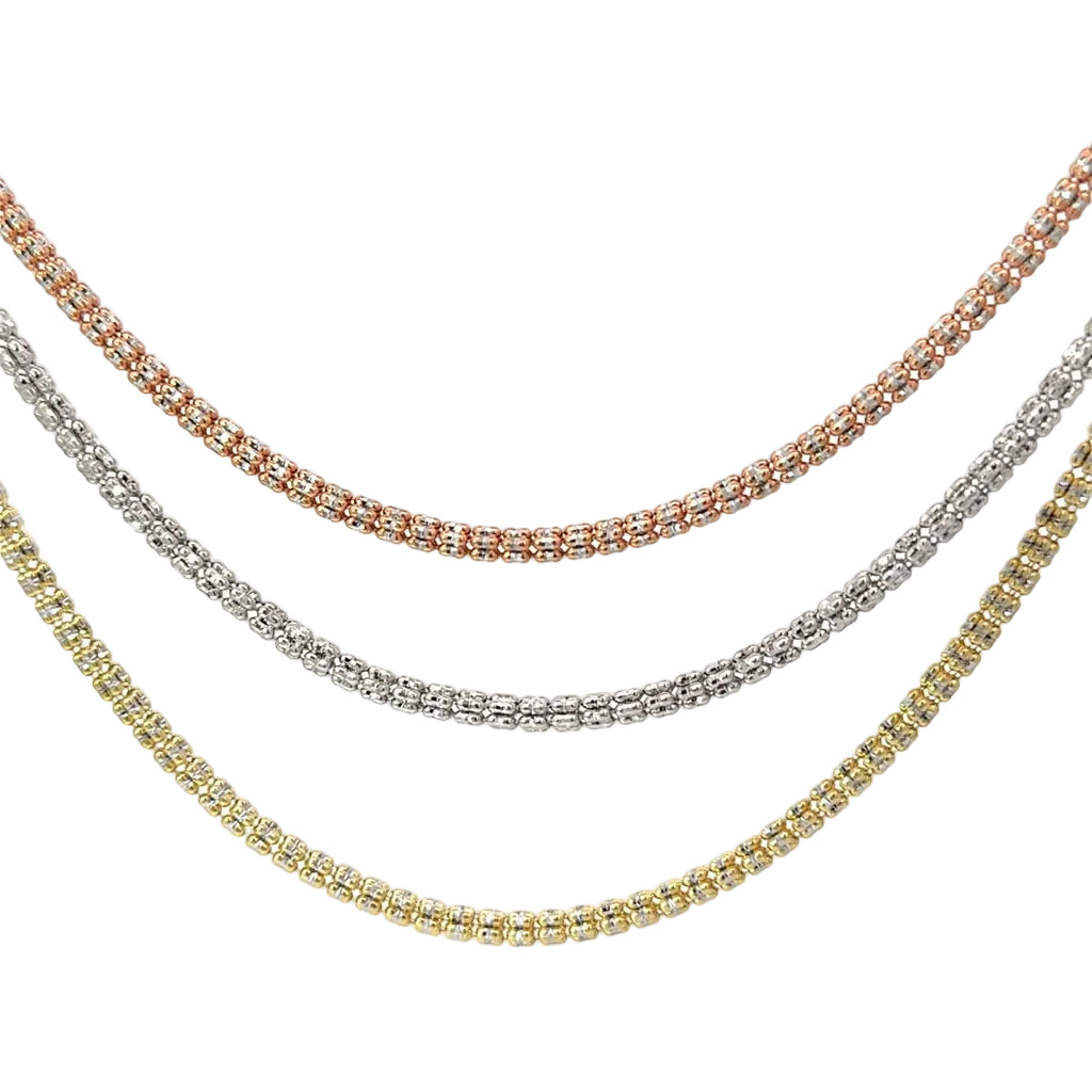 10k Rose, White & Yellow gold Ice-link Chain (choose your color)