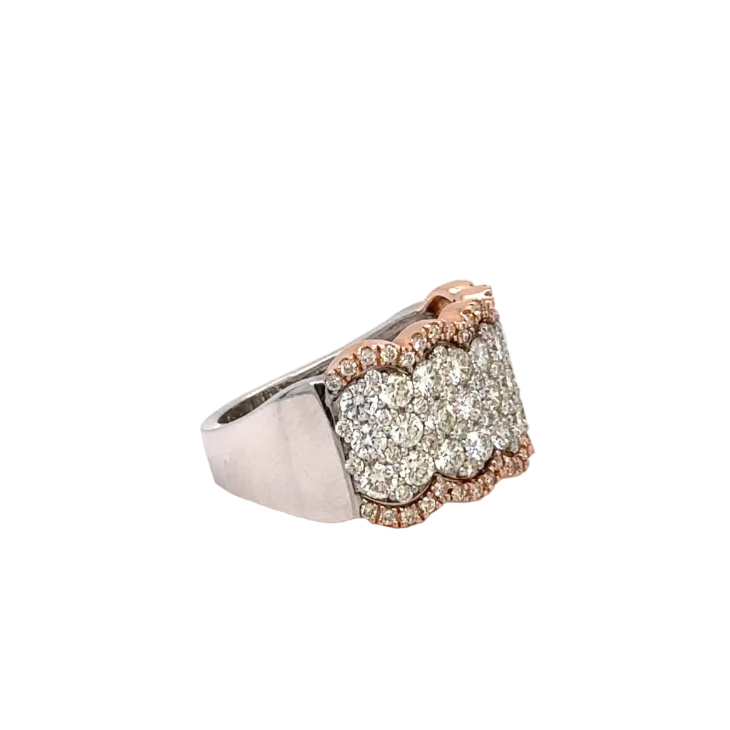 14k Two- tone Gold Natural Diamond Band (5 rows)