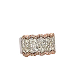 14k Two- tone Gold Natural Diamond Band (5 rows)