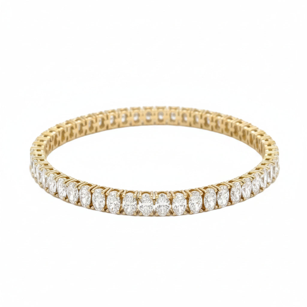 14k yellow gold and Lab Diamond Fancy tennis Bracelet.