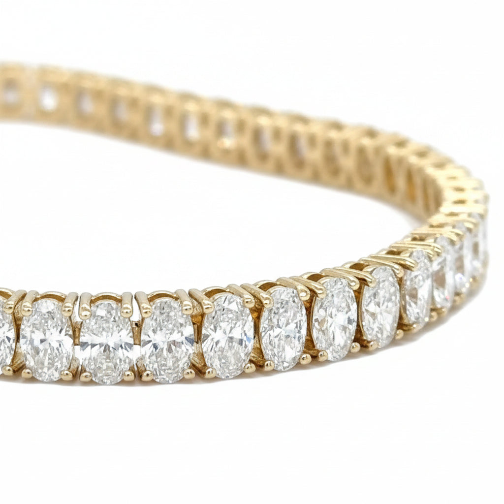 14k yellow gold and Lab Diamond Fancy tennis Bracelet.