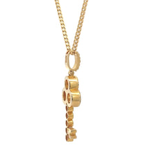 Load image into Gallery viewer, 14k Yellow Gold and Diamond Key Pendant with Round Diamonds and 14k Yellow Gold Cuban Link Chain Set