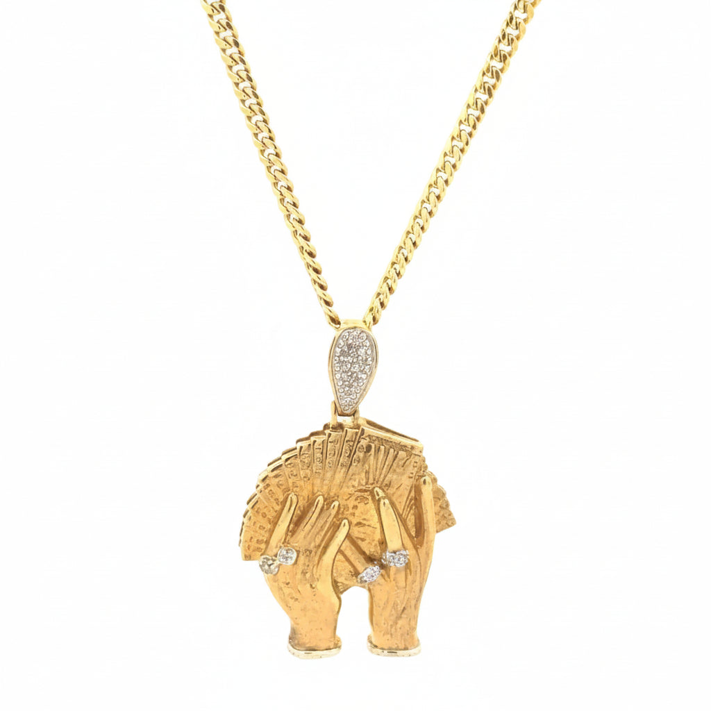10k Gold Flaunt wealth Pendant & Gold Cuban Link Chain