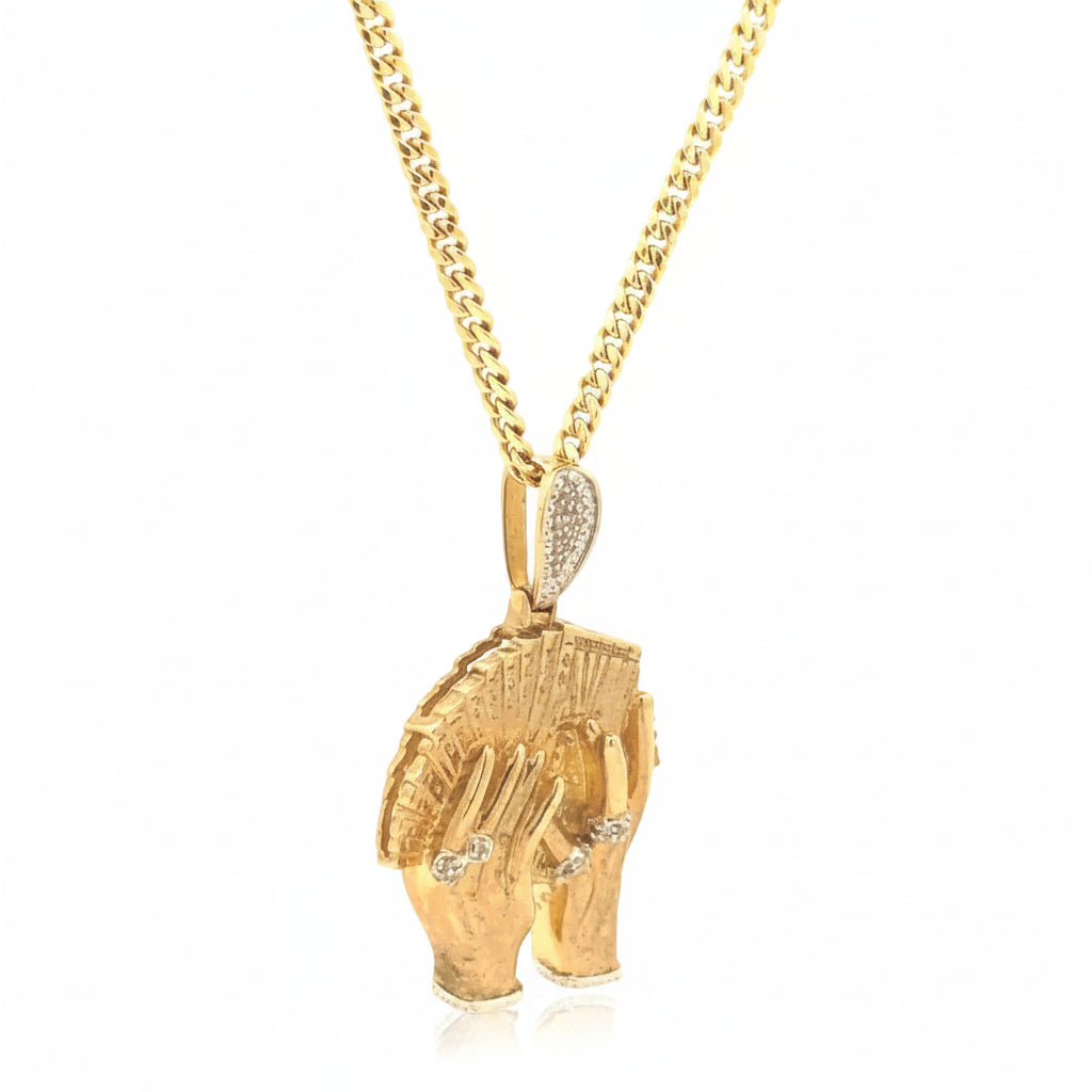10k Gold Flaunt wealth Pendant & Gold Cuban Link Chain