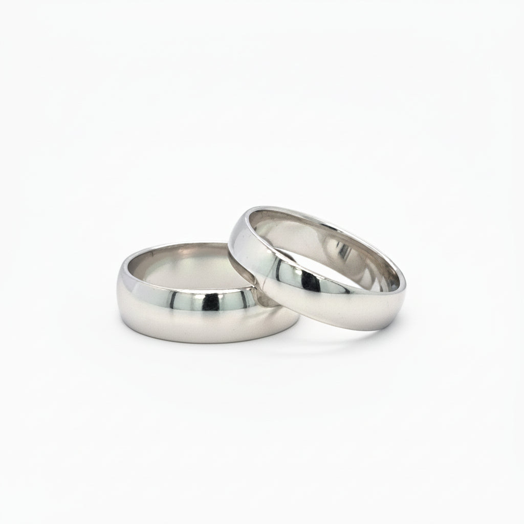 His and Hers 14k White Gold Wedding Band Rings