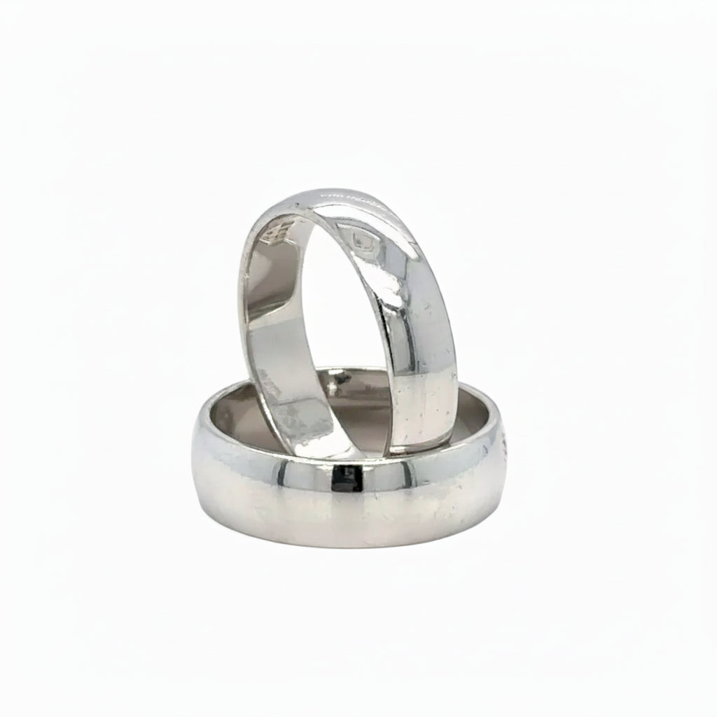 His and Hers 14k White Gold Wedding Band Rings