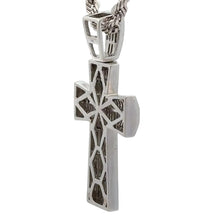 Load image into Gallery viewer, 14k White gold Cross Natural diamond pendant and chain.