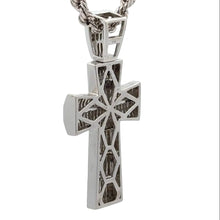 Load image into Gallery viewer, 14k White gold Cross Natural diamond pendant and chain.