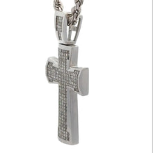 Load image into Gallery viewer, 14k White gold Cross Natural diamond pendant and chain.