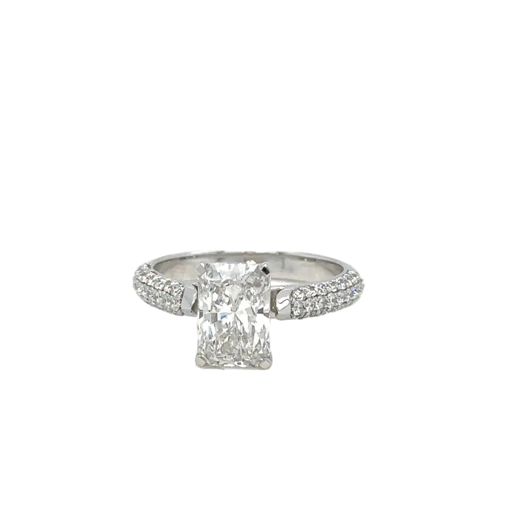 14k white gold and lab diamond engagement ring.