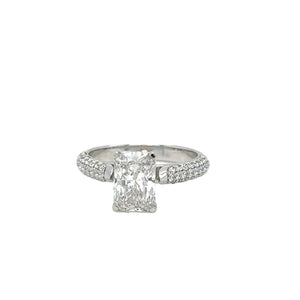 14k white gold and lab diamond engagement ring.