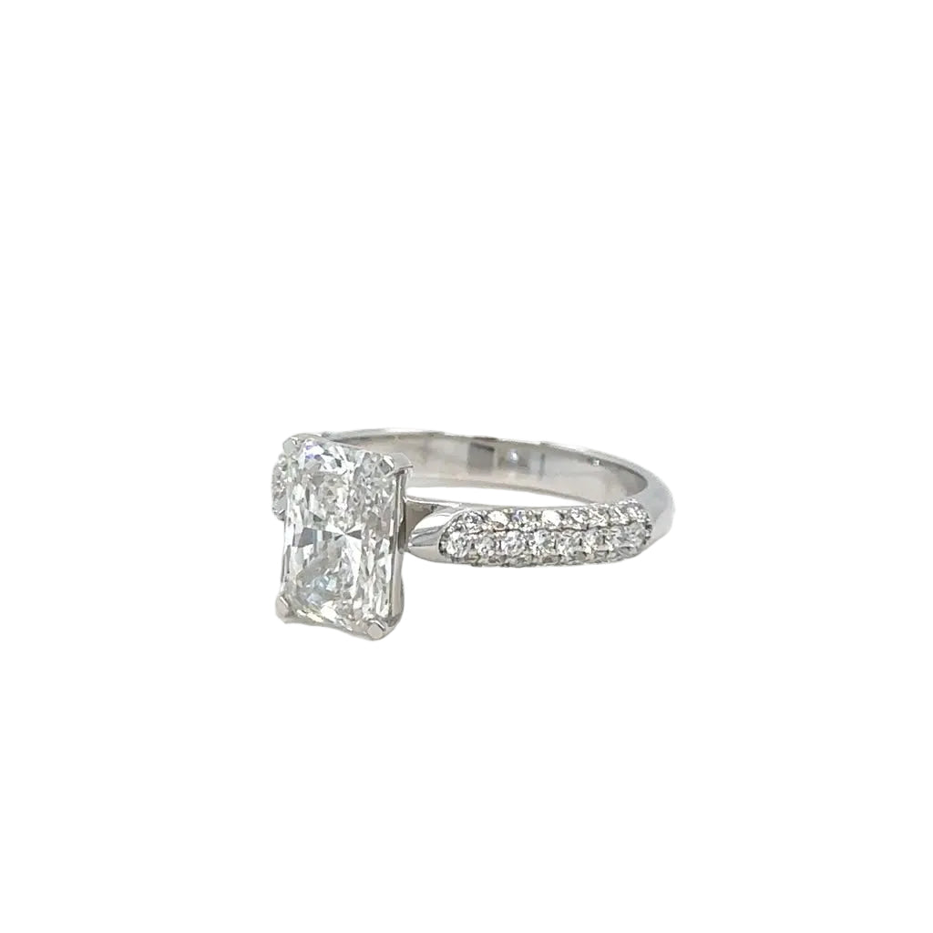 14k white gold and lab diamond engagement ring.