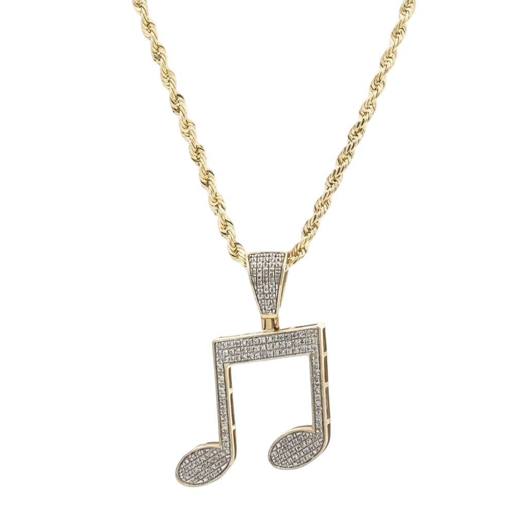 10k Gold Music Pendant & Gold Rope Chain