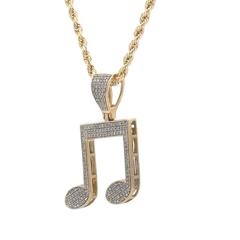 10k Gold Music Pendant & Gold Rope Chain