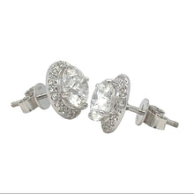 Load image into Gallery viewer, 14k white gold and Lab diamond Earrings.
