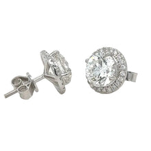 Load image into Gallery viewer, 14k white gold and Lab diamond Earrings.