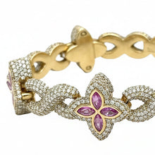 Load image into Gallery viewer, White Gold and Diamond Flower Bracelet with multicolor stones ( Choose your color)
