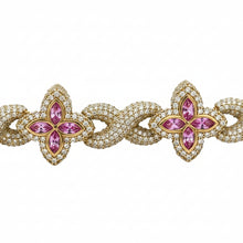 Load image into Gallery viewer, White Gold and Diamond Flower Bracelet with multicolor stones ( Choose your color)