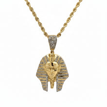 Load image into Gallery viewer, Yellow Gold King Tut Pharaoh Diamond Pendant and Gold rope Chain Set