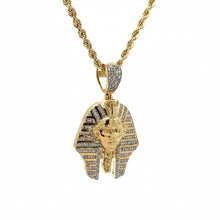 Load image into Gallery viewer, Yellow Gold King Tut Pharaoh Diamond Pendant and Gold rope Chain Set