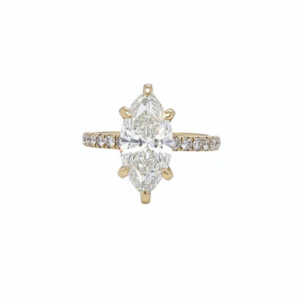14k yellow gold and lab Engagement ring.