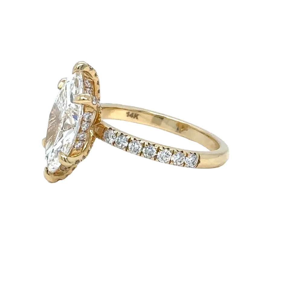 14k yellow gold and lab Engagement ring.