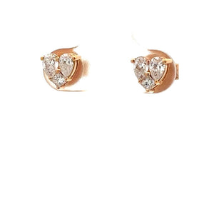 18k Rose gold and Heart setting natural diamond Earrings.