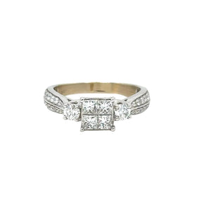 14k White Gold and Natural Diamond Ring.