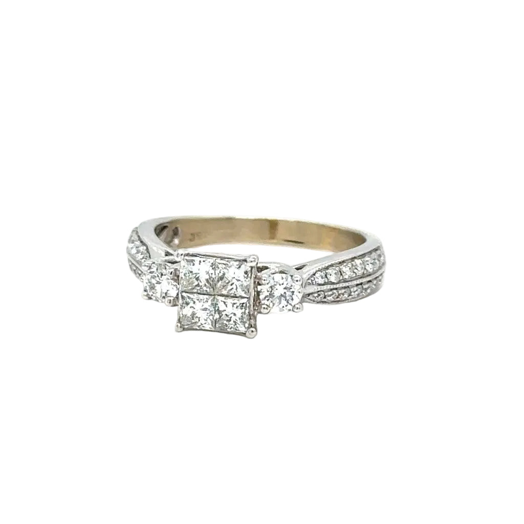 14k White Gold and Natural Diamond Ring.