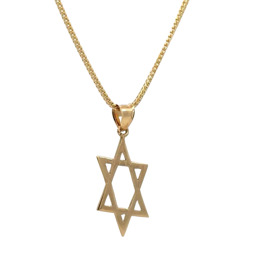 14k Yellow Gold Star of David Pendant.
