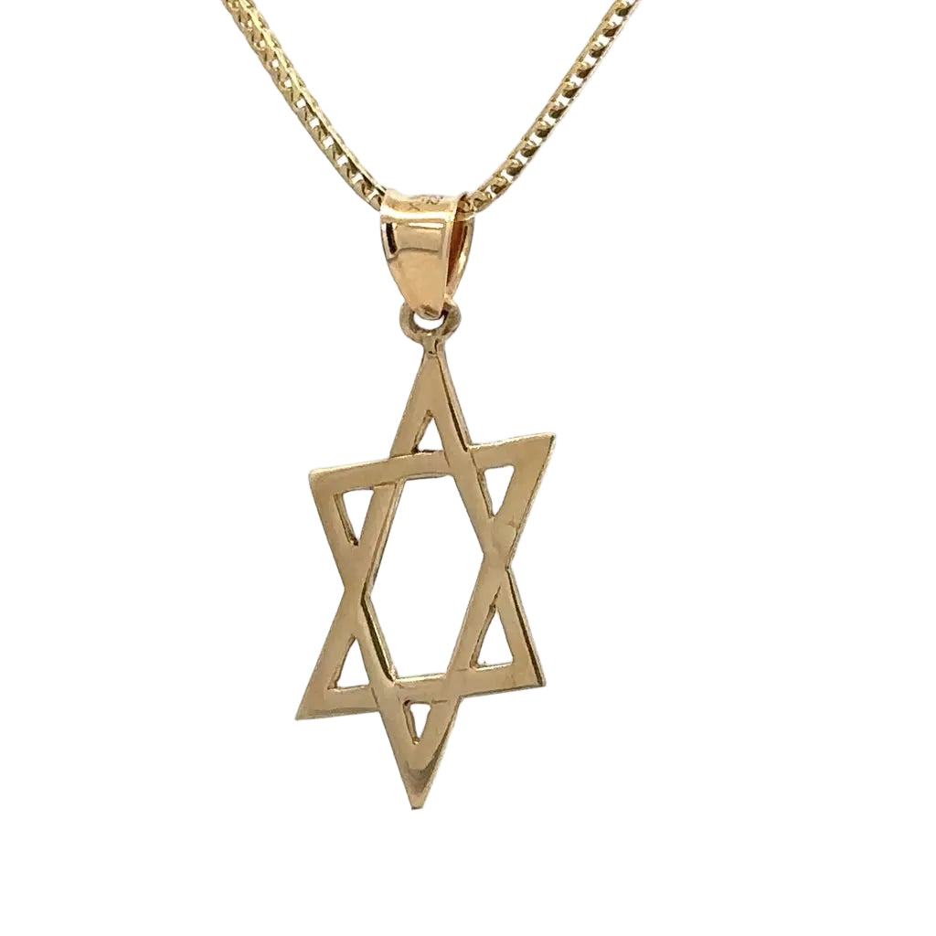14k Yellow Gold Star of David Pendant.
