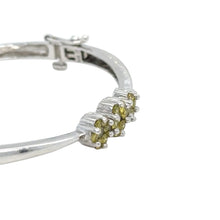 Load image into Gallery viewer, 14k white gold and Diamond Fancy Flower Bangle Bracelet.