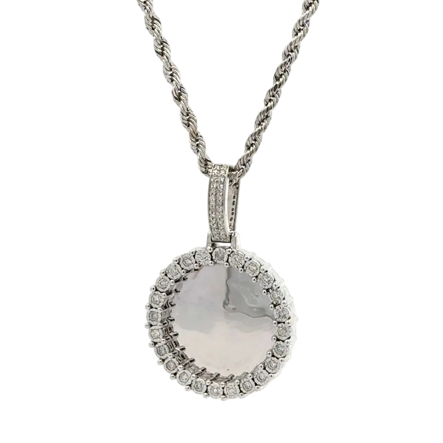 Gold and Diamond Round Shaped Memory Pendant (choose your color)