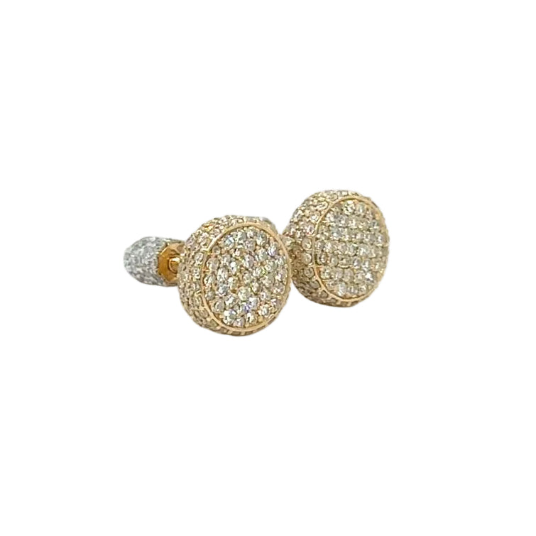 Two-tone gold and Invisible setting Natural diamond Earrings.