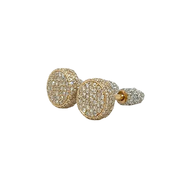 Two-tone gold and Invisible setting Natural diamond Earrings.