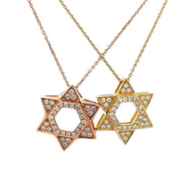 Load image into Gallery viewer, 14k gold and natural round diamonds Star of David Pendant.