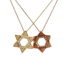 Load image into Gallery viewer, 14k gold and natural round diamonds Star of David Pendant.