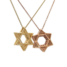 Load image into Gallery viewer, 14k gold and natural round diamonds Star of David Pendant.