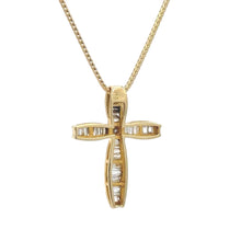 Load image into Gallery viewer, Yellow Gold Cross Diamond Pendant and Gold rope Chain Set
