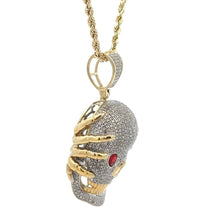 Load image into Gallery viewer, Yellow Gold Iced out Skull Diamond Pendant and Gold rope Chain Set