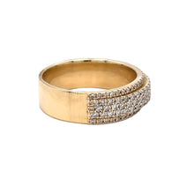 Load image into Gallery viewer, 14k Yellow Gold and Diamond Wedding Band with Round Diamonds (5 rows half way)