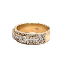 Load image into Gallery viewer, 14k Yellow Gold and Diamond Wedding Band with Round Diamonds (5 rows half way)