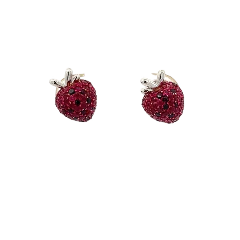 Gold and Natural Ruby Fancy Earrings.